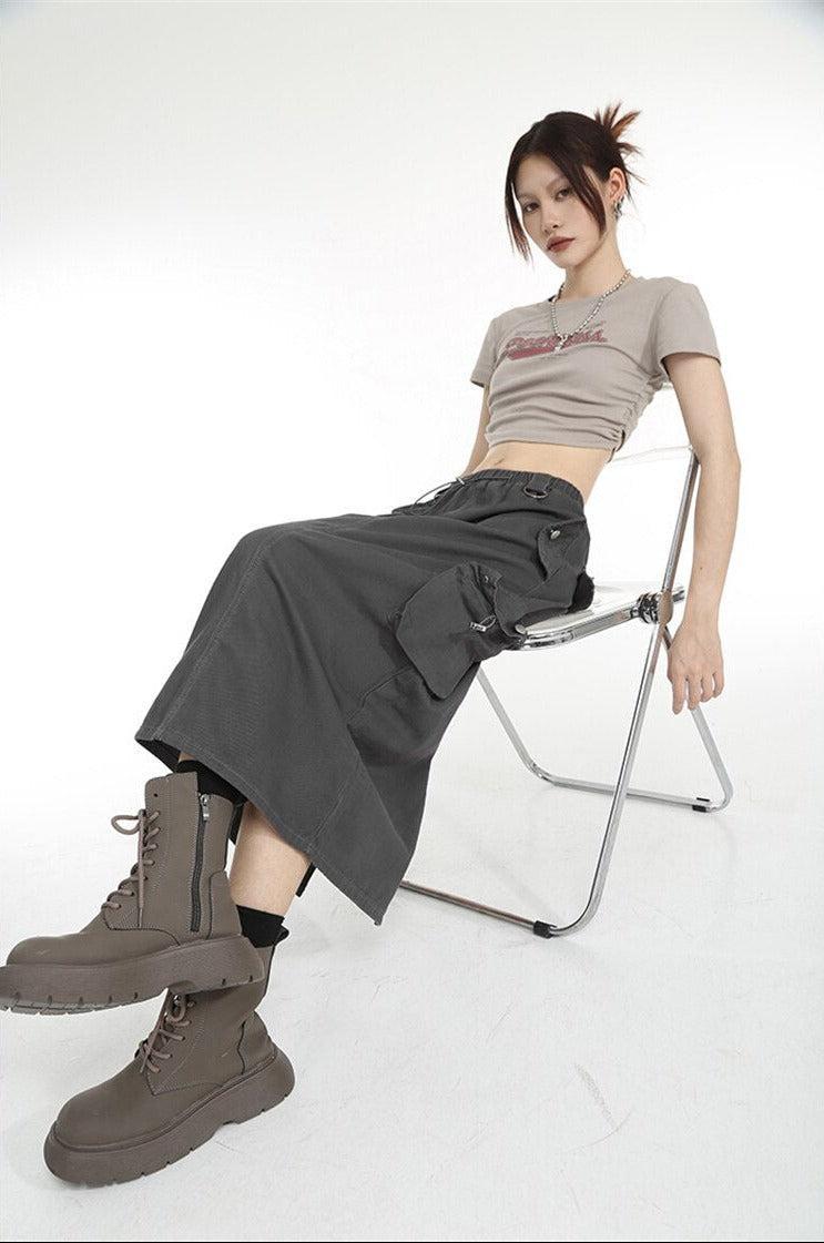 Stylish Work Outfits, Outfit Summer Ideas Low Rise Parachute Maxi Skirt