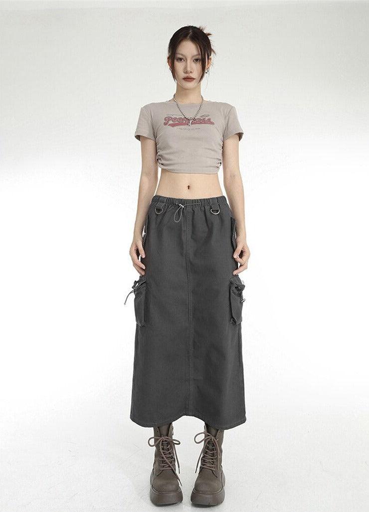 Stylish Work Outfits, Outfit Summer Ideas Low Rise Parachute Maxi Skirt