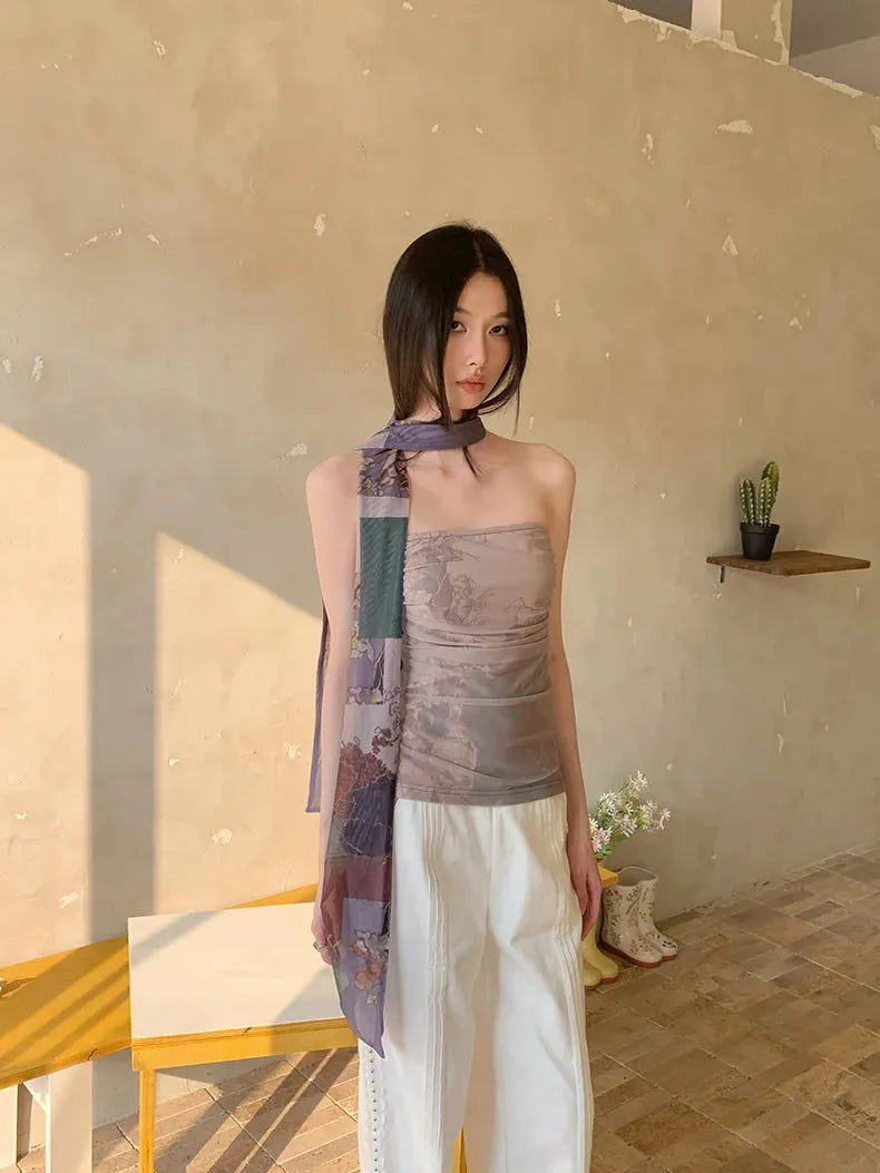 Stylish Work Outfits, Outfit Summer Ideas Mesh Layered Tube Top