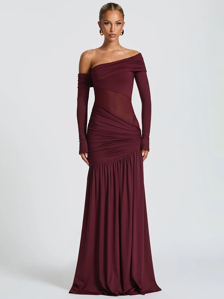 Stylish Work Outfits, Outfit Summer Ideas One Shoulder High Slit Maxi Dress