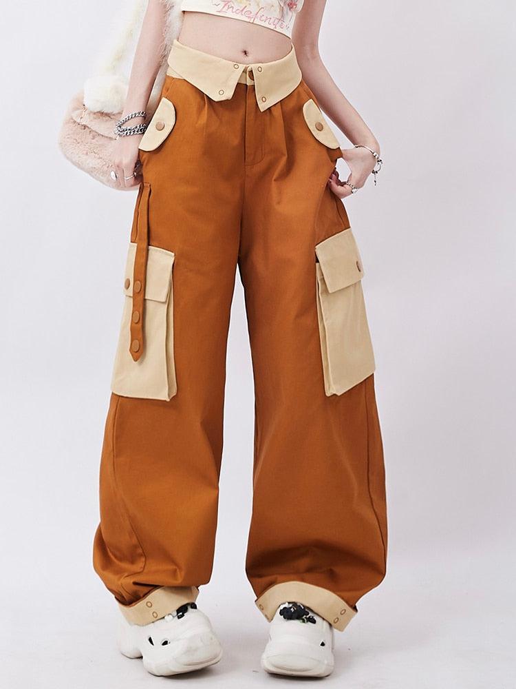 Stylish Work Outfits, Outfit Summer Ideas Orange Wide Leg Cargo Pants