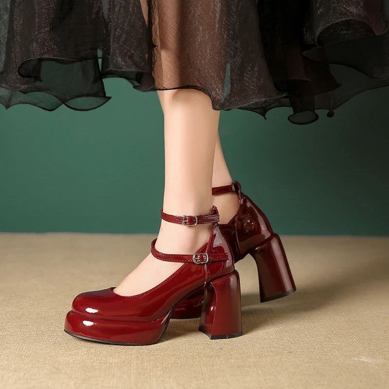 Stylish Work Outfits, Outfit Summer Ideas Patent Leather Mary Jane High Heels