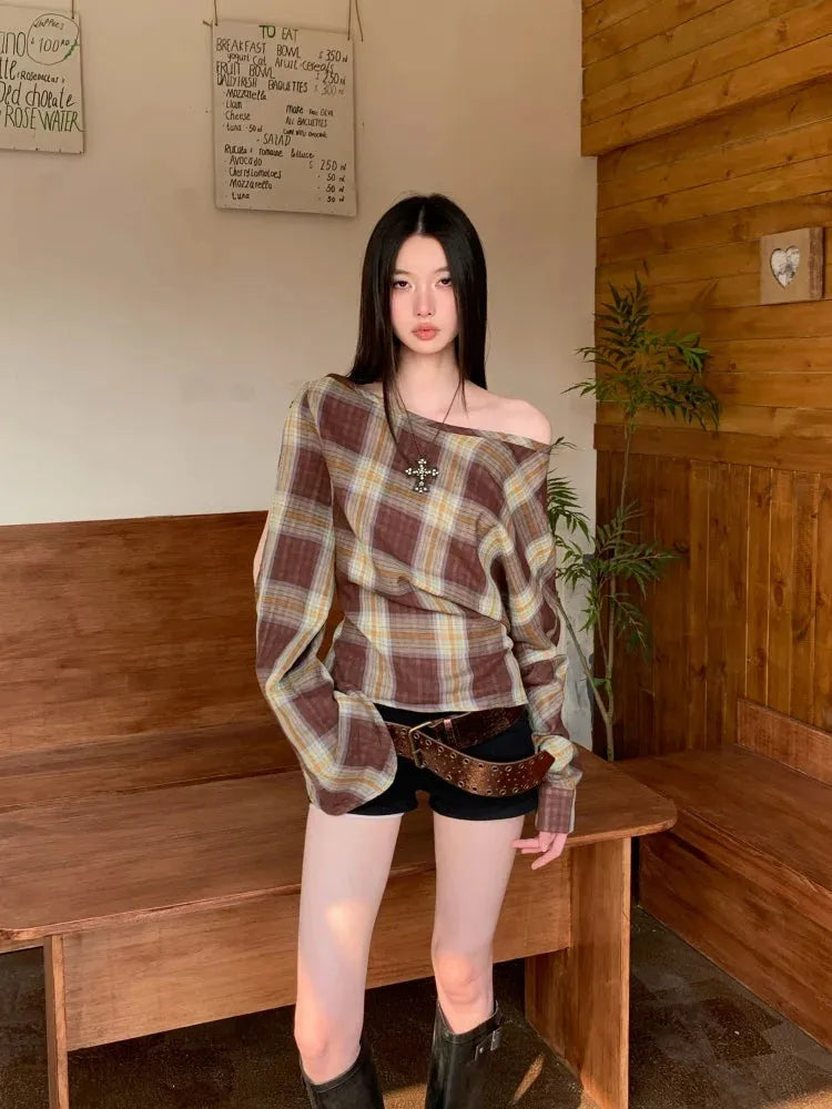 Stylish Work Outfits, Outfit Summer Ideas Plaid One Shoulder Top