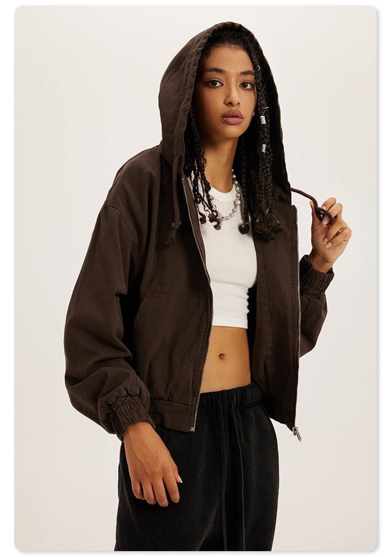 Stylish Work Outfits, Outfit Summer Ideas Retro Zip-Up Hoodie