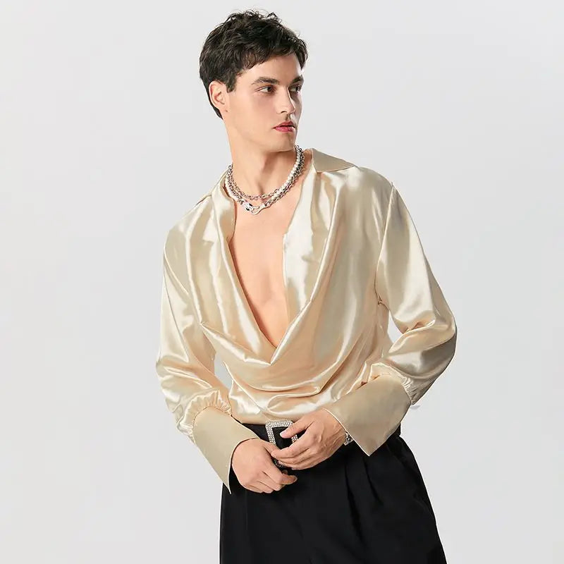 Stylish Work Outfits, Outfit Summer Ideas Satin Cowl Neck Shirt