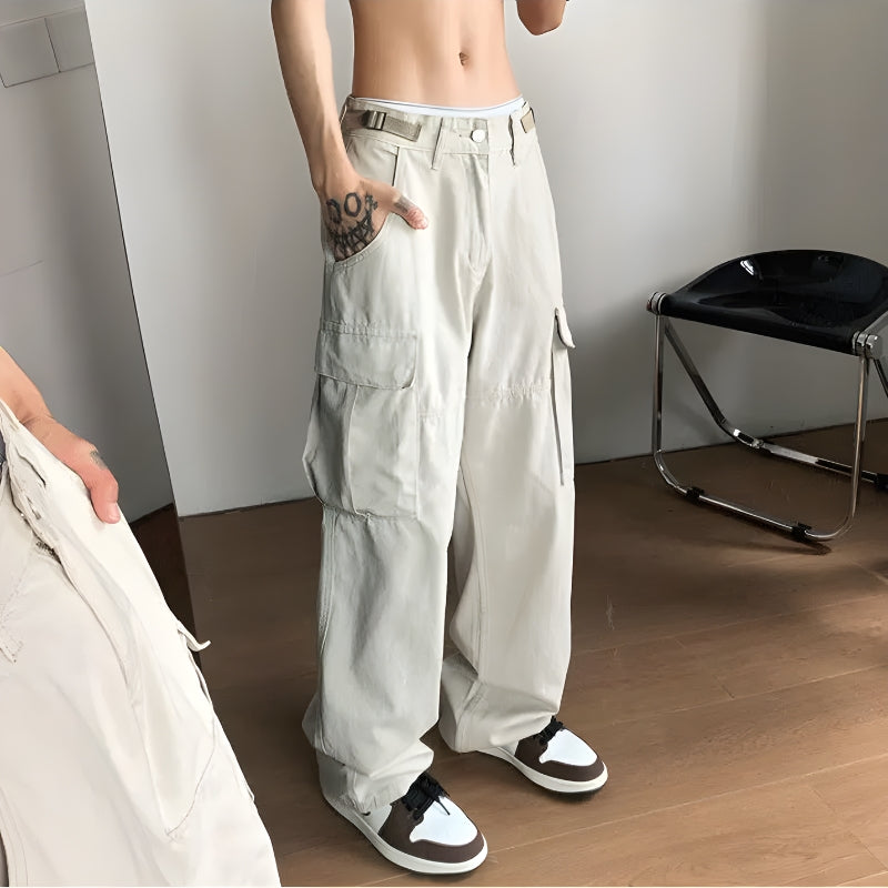 Stylish Work Outfits, Outfit Summer Ideas Side Belt Detailed Baggy Cargo Pants
