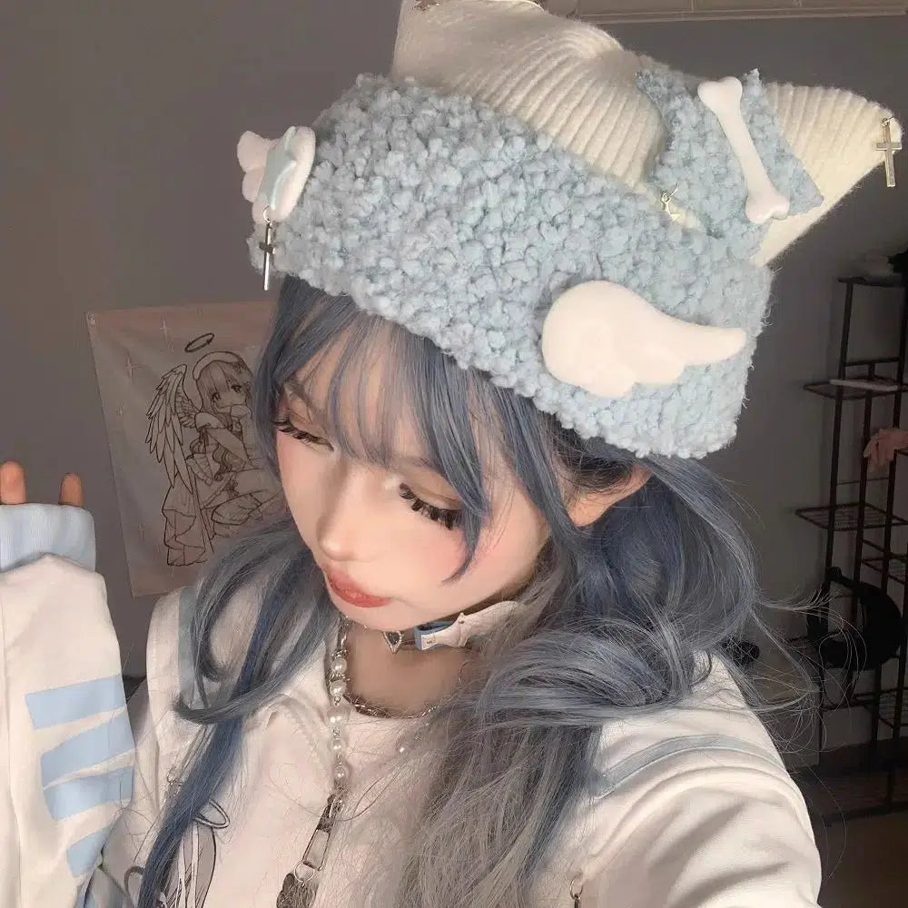 Stylish Work Outfits, Outfit Summer Ideas Soft Girl Kawaii Wings Knitted Beanie