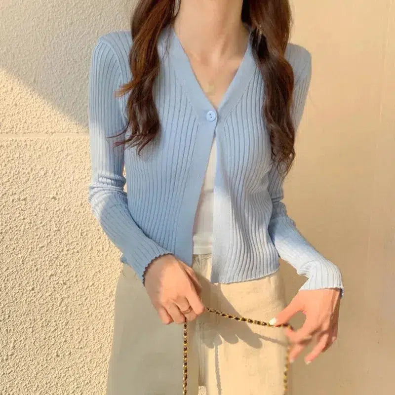 Stylish Work Outfits, Outfit Summer Ideas Soft Girl One Button Cardigan