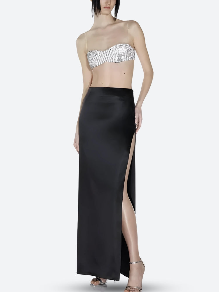 Stylish Work Outfits, Outfit Summer Ideas Sparkle Rhinestone Bra Crop Top