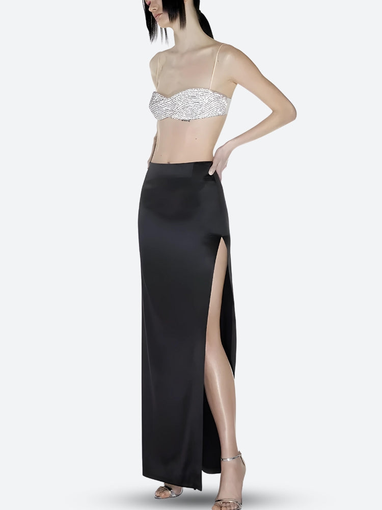 Stylish Work Outfits, Outfit Summer Ideas Sparkle Rhinestone Bra Crop Top