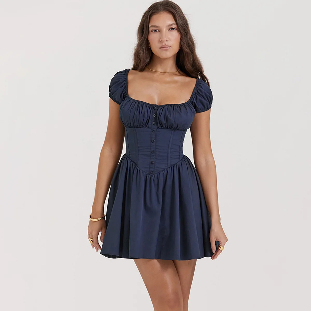 Stylish Work Outfits, Outfit Summer Ideas Square Neck Corset Mini Dress