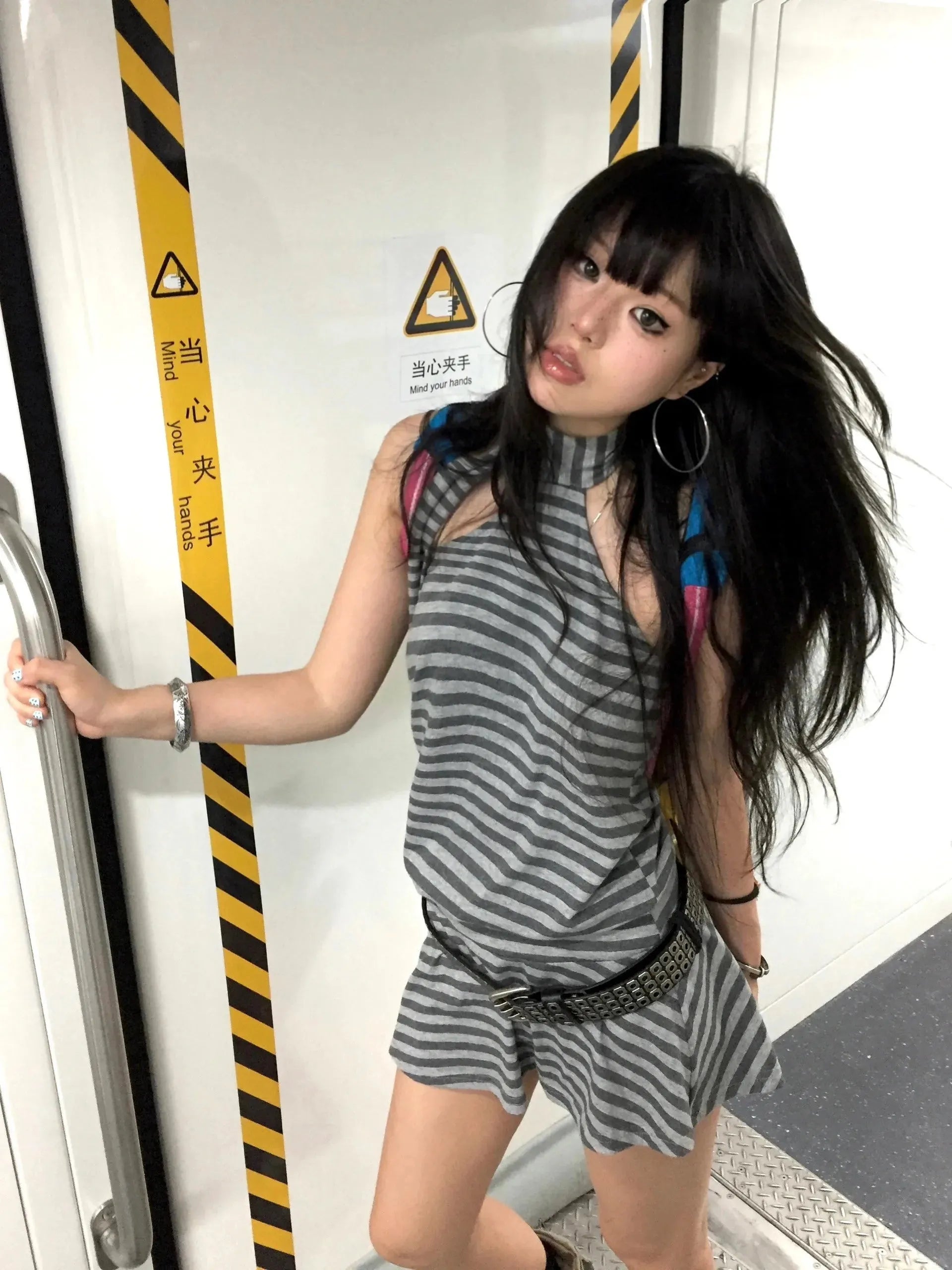 Stylish Work Outfits, Outfit Summer Ideas Striped Halter Neck Mini Dress