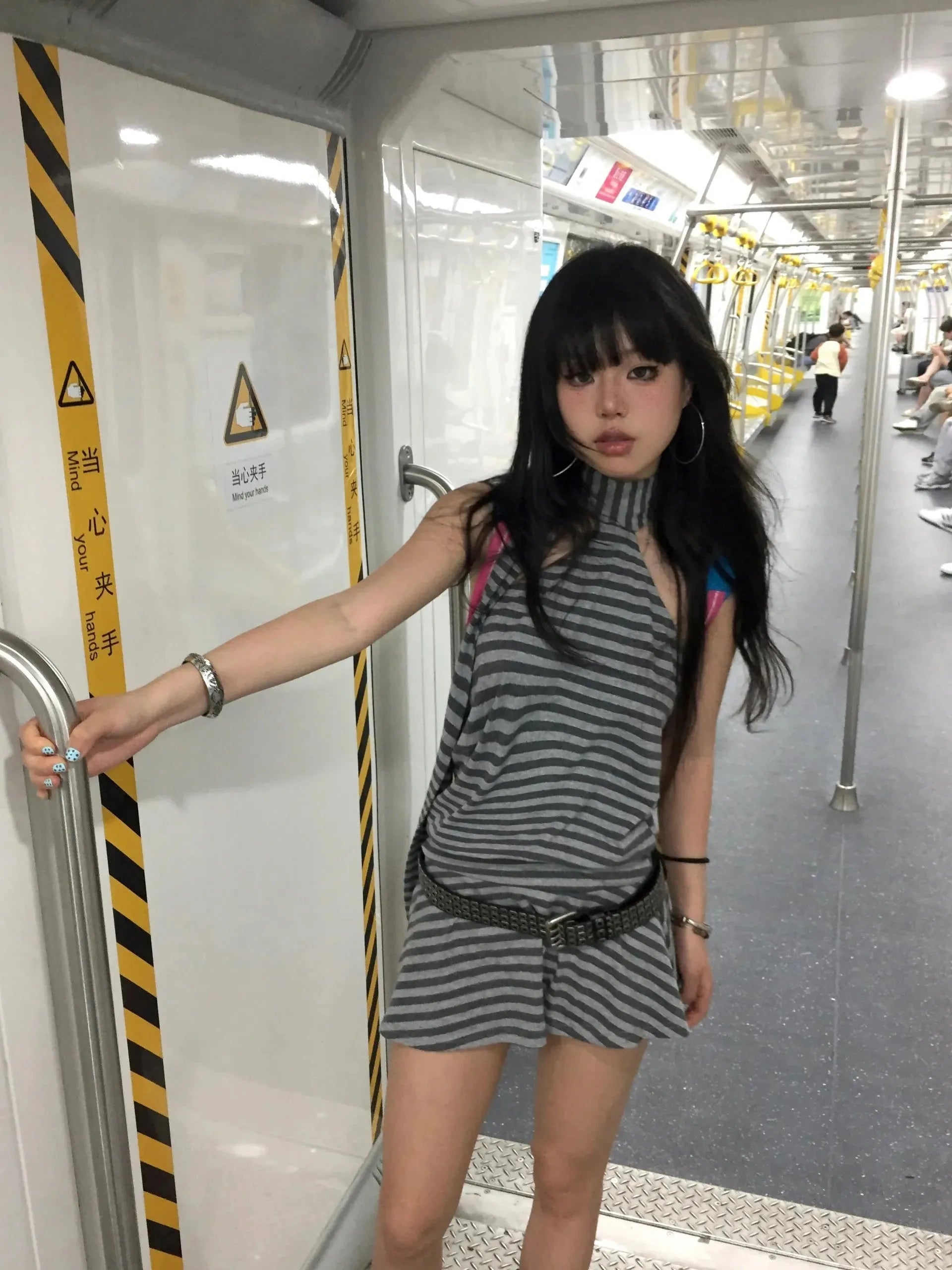 Stylish Work Outfits, Outfit Summer Ideas Striped Halter Neck Mini Dress