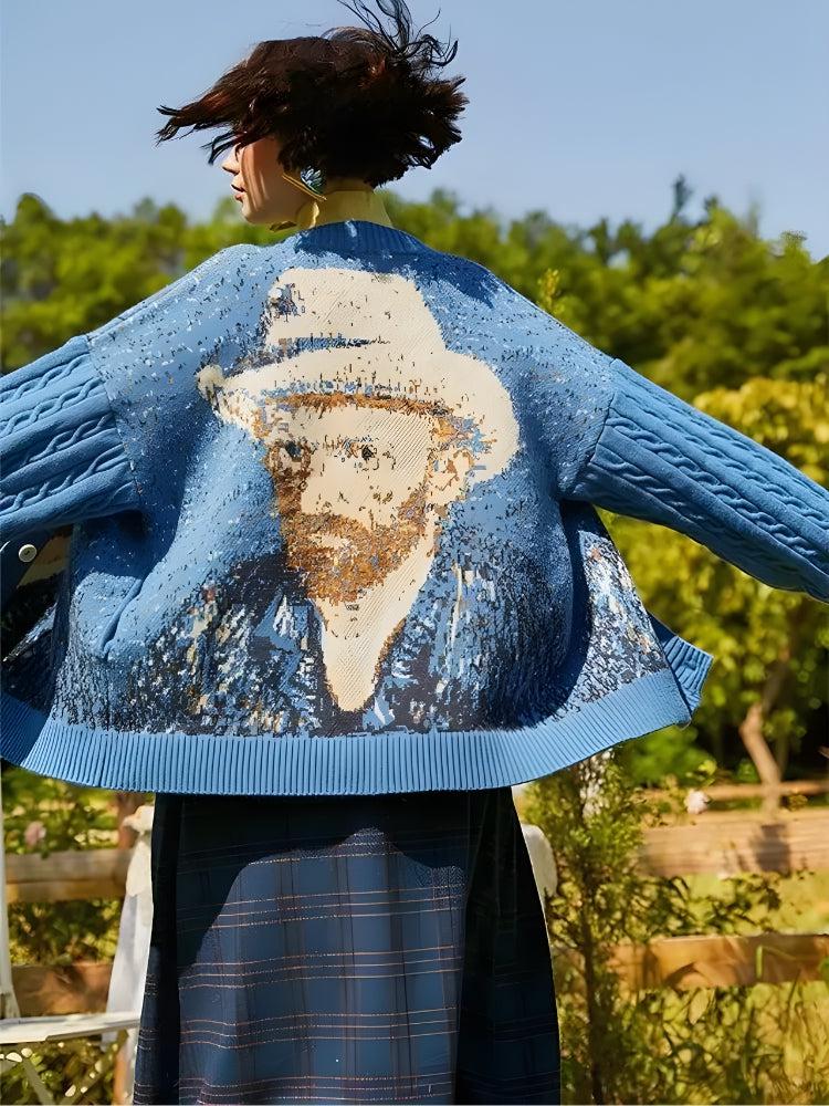Stylish Work Outfits, Outfit Summer Ideas Van Gogh Self Portrait Cardigan