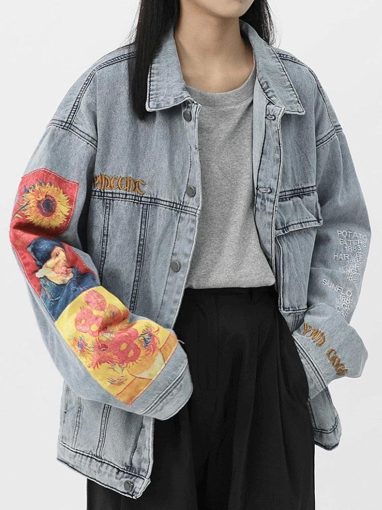 Stylish Work Outfits, Outfit Summer Ideas Vincent Van Gogh Denim Jacket