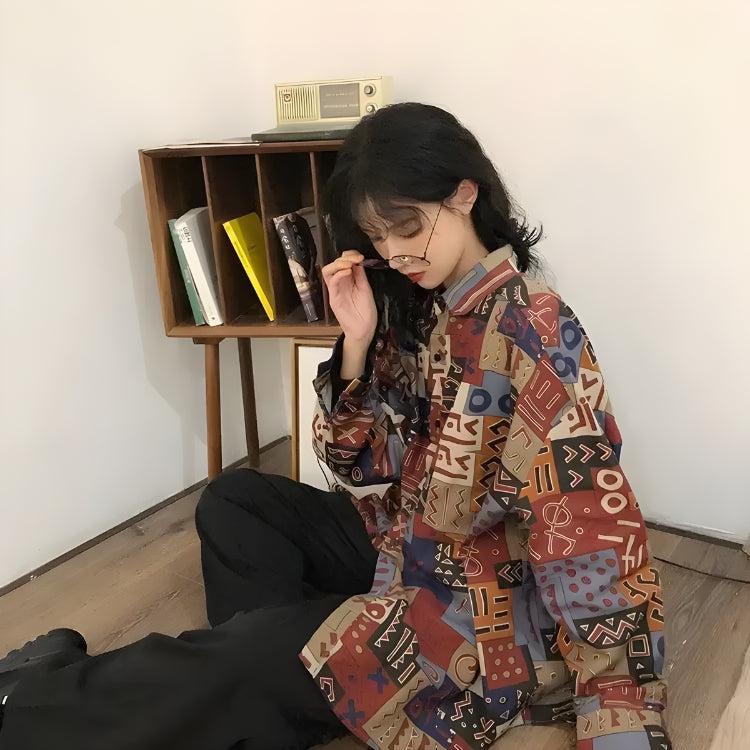 Stylish Work Outfits, Outfit Summer Ideas Vintage Abstract Designed Shirt