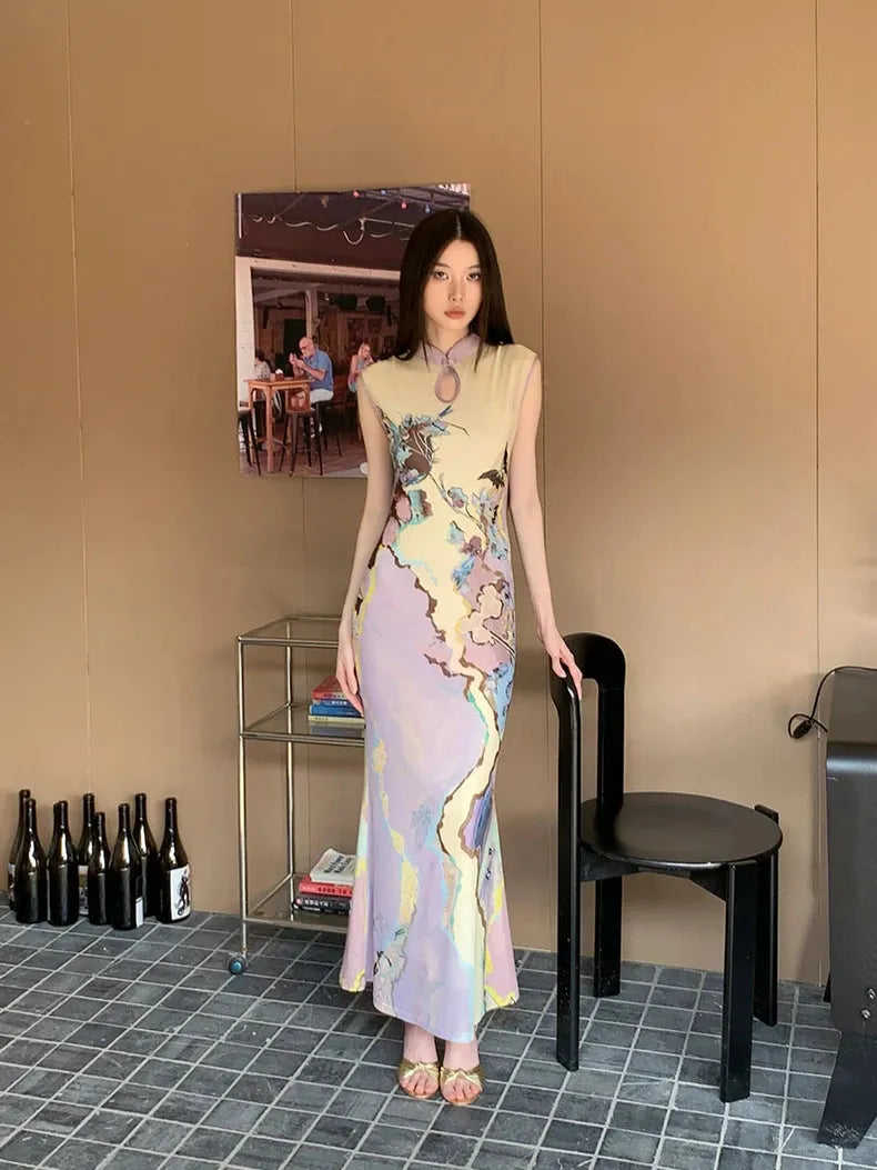 Stylish Work Outfits, Outfit Summer Ideas Vintage Floral Cut Out Maxi Dress