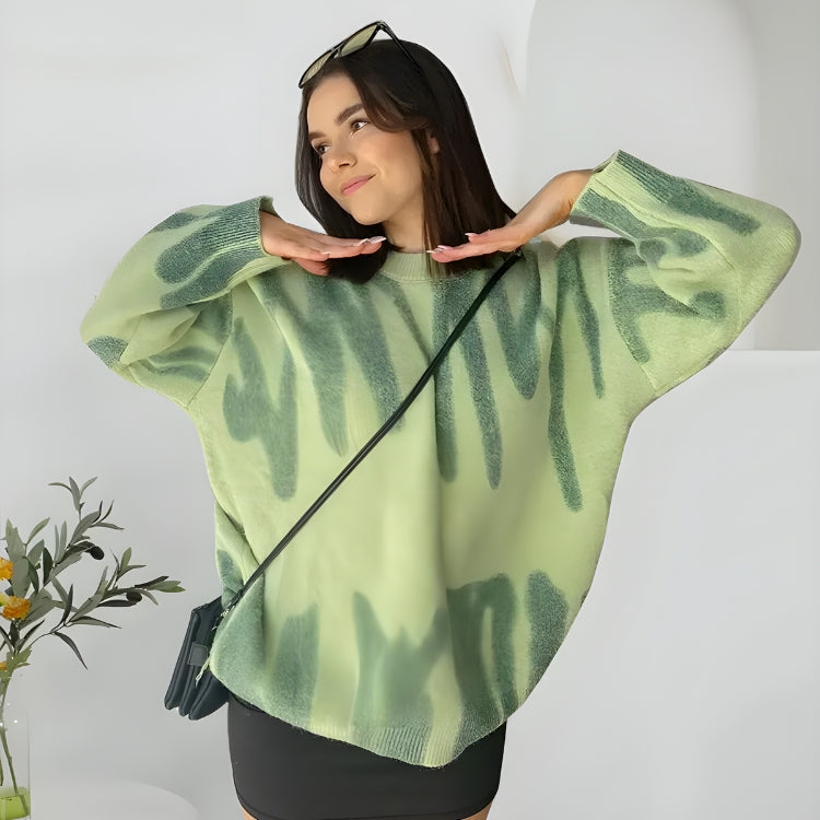 Stylish Work Outfits, Outfit Summer Ideas Wavy Line Design Knitted Sweater