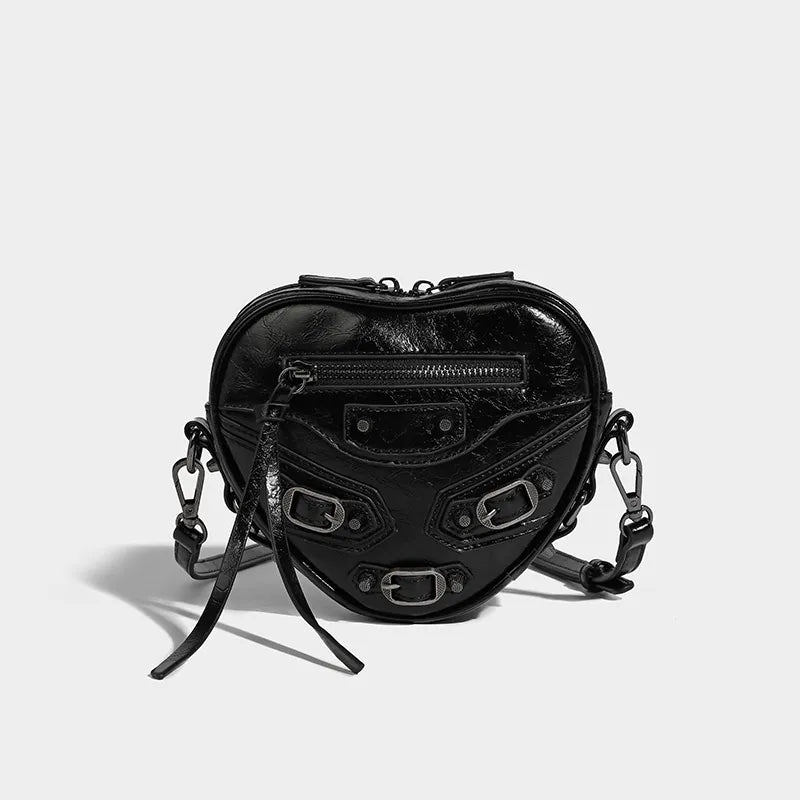 Stylish Work Outfits, Outfit Summer Ideas Y2K Grunge Belted Heart Shaped Bag