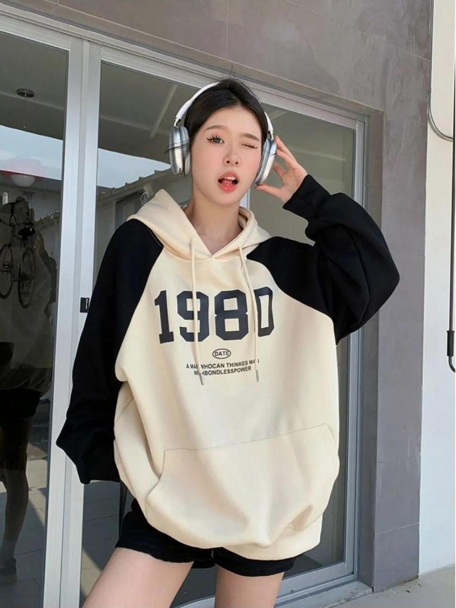 Stylish Work Outfits, Outfit Summer Ideas Y2K Oversized Patchwork Hoodie
