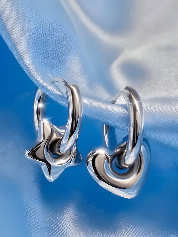 Stylish Work Outfits, Outfit Summer Ideas Y2K Star Heart Hoop Earrings