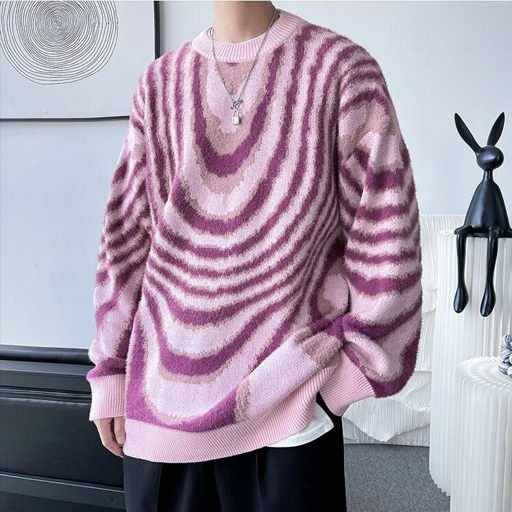 Stylish Work Outfits, Outfit Summer Ideas Y2K Wavy Striped Knitted Sweater