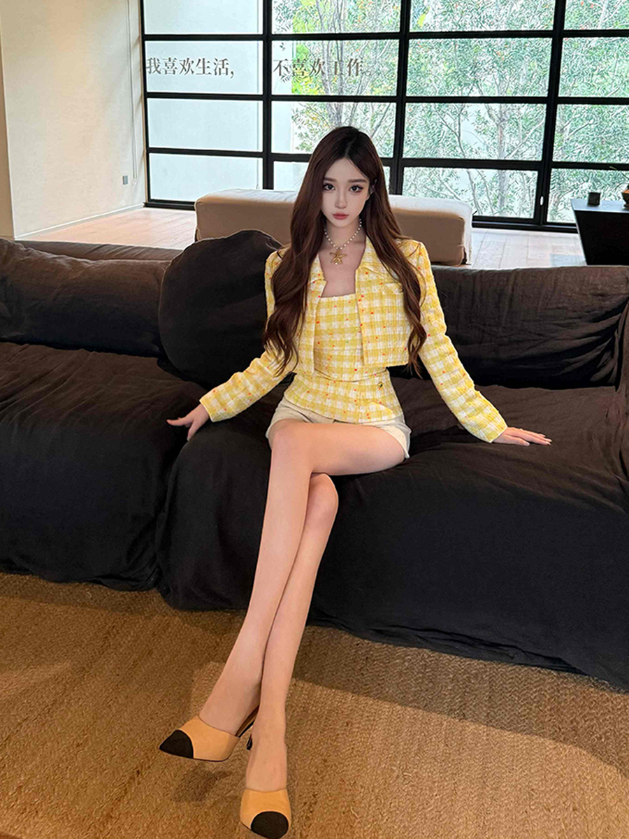 Summer Dopamine Women's Short Jacket and Vest Set - Literary Style Spring-Summer Outfit