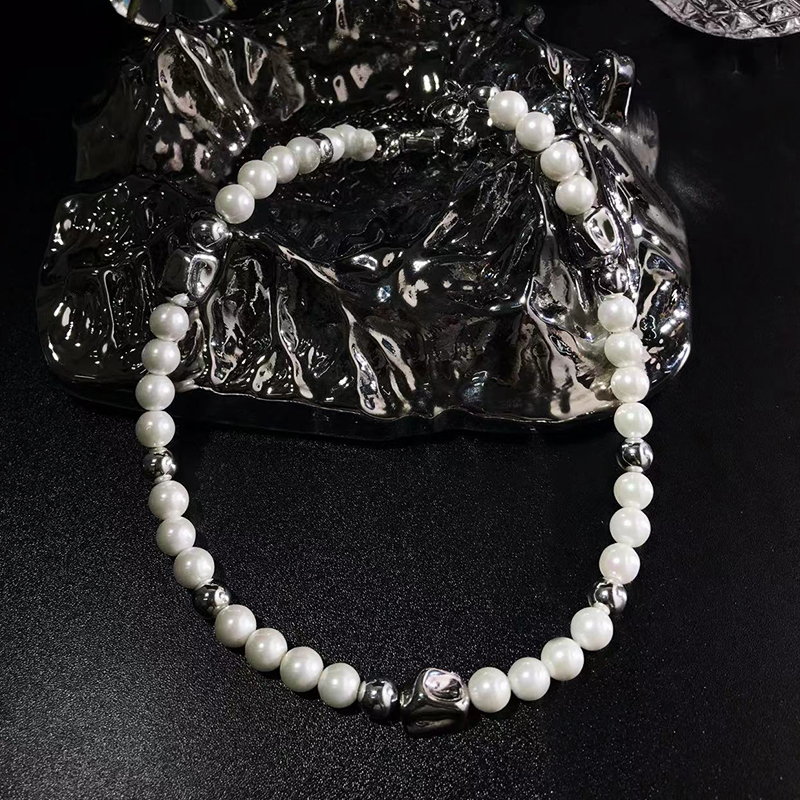 Summer Imitation Pearl Beaded Necklace for Women, Light Luxury Trendy Choker, Sweet Cool Clavicle Chain Accessory