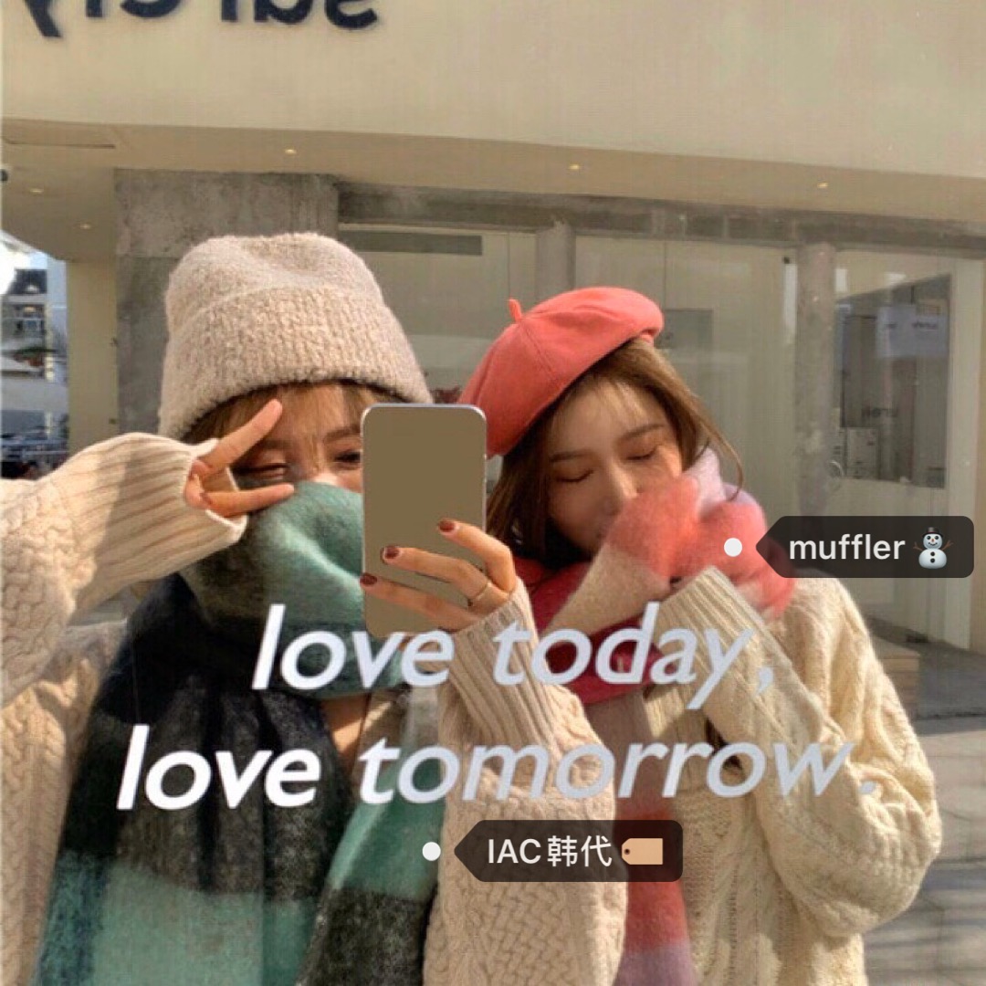 Super Large Tropical Fruit Color Chunky Scarf in Imitation Wool â€“ Trendy Korean Style Accessory for Fall and Winter