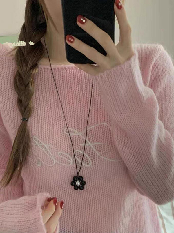 Sweetheart Korean Flower Pendant Necklace, Long Sweater Chain Accessory, Ins Style Jewelry for Girls, Trendy Y2K Fashion