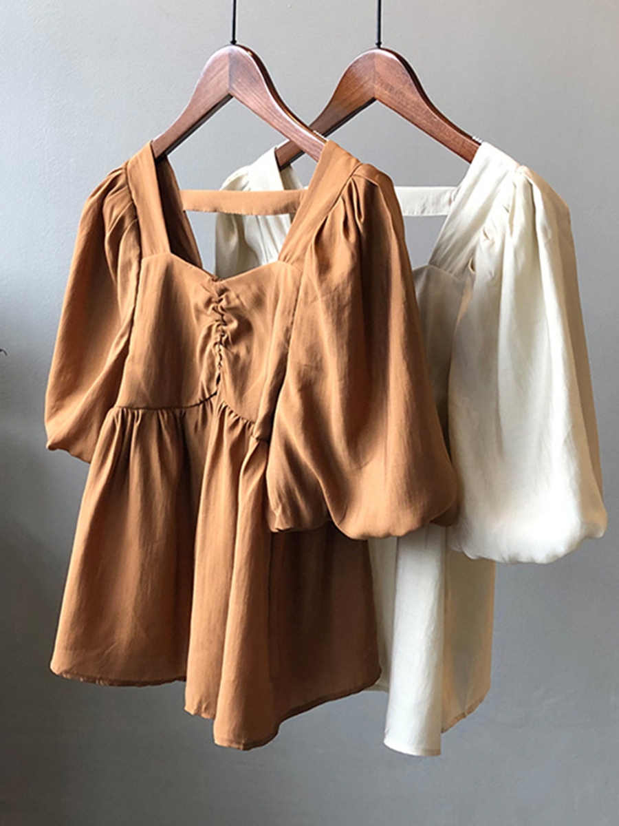 Tencel Puff Sleeve Short Sleeve Shirt for Women, Loose Doll Top in Korean Style, Summer Fashion, Small Batch Clearance