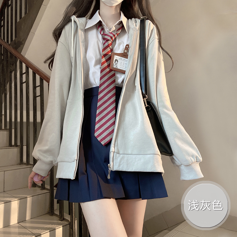 Thickened Solid Color JK Hoodie Jacket - Pudding Bear Inspired Loose Cardigan for Autumn 2025, Trendy Streetwear Style