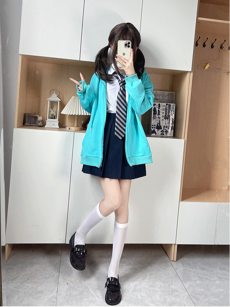 Thickened Solid Color JK Hoodie Jacket - Pudding Bear Inspired Loose Cardigan for Autumn 2025, Trendy Streetwear Style