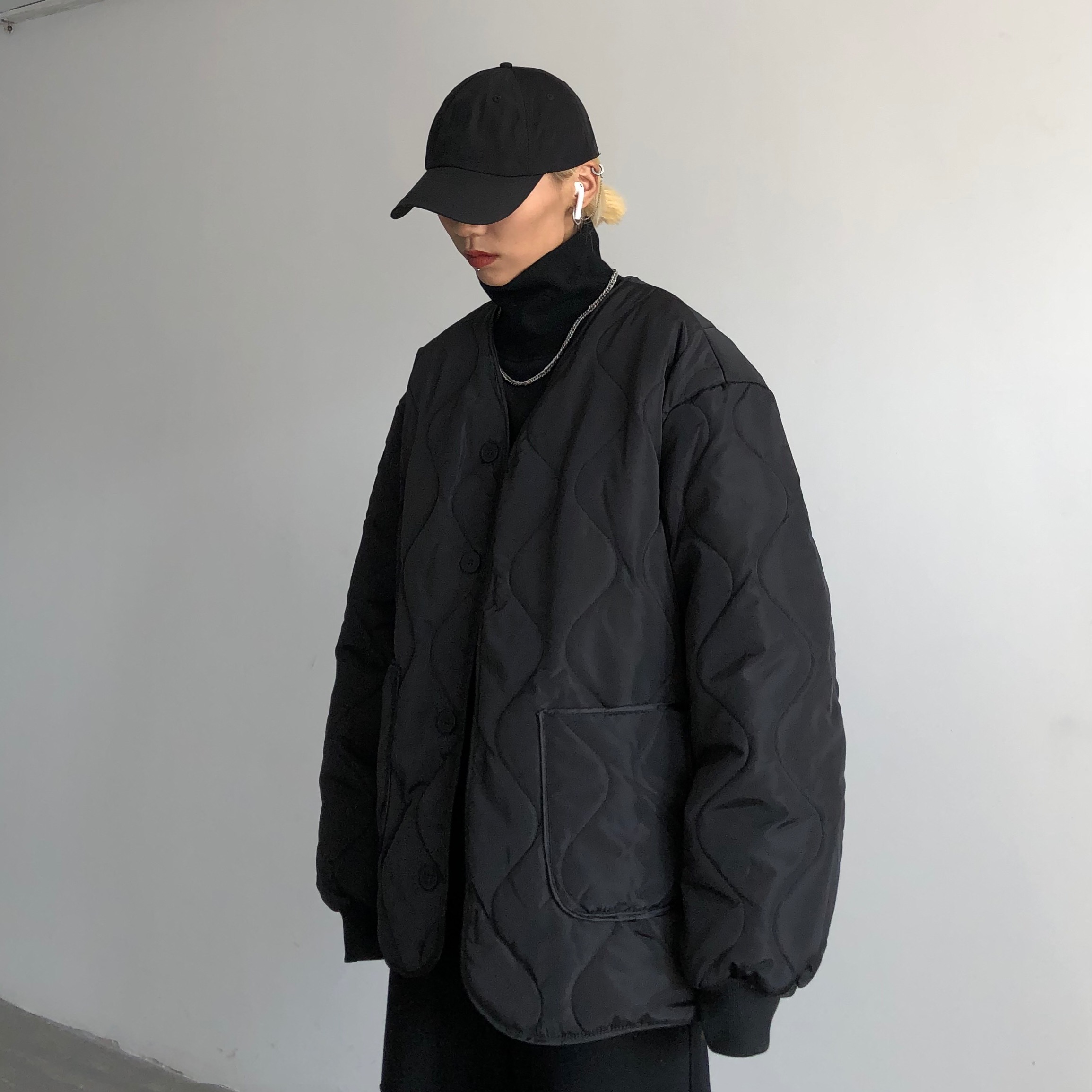 Trendy 2025 Winter Hong Kong Style Retro Loose No-Collar Cotton Jacket Baseball Coat for Men & Women - Unisex Fashion Outerwear