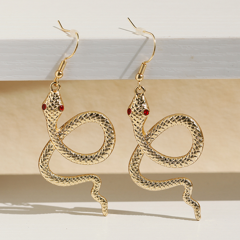 Trendy Alloy Snake-Shaped Drop Earrings for Women, Exaggerated Design, Internet Celebrity Style, European and American Fashion
