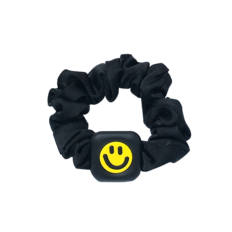 Trendy Black Hair Tie with Smiley Face - Chic French High-End Design Hair Band for Women, Niche Style Accessory