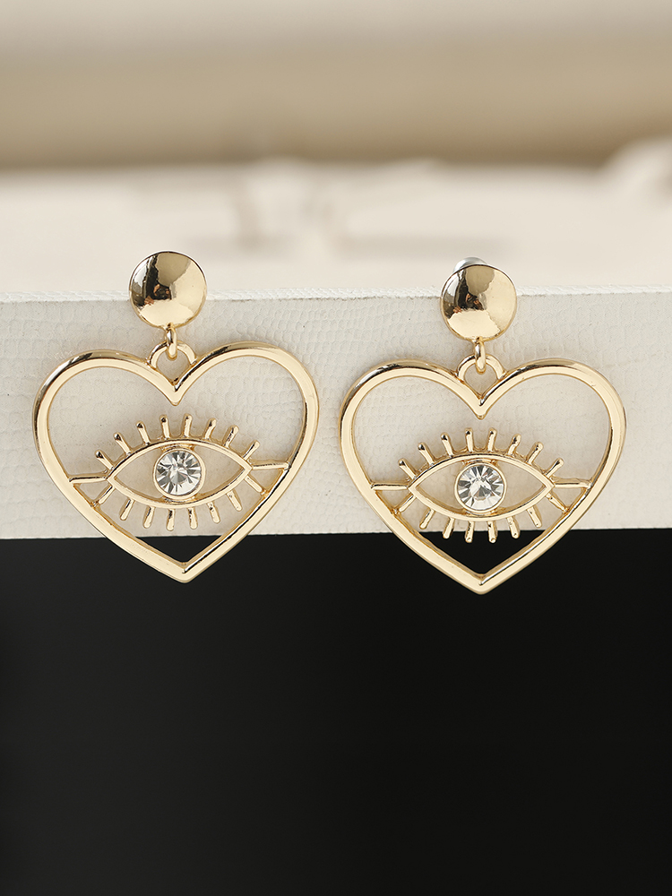 Trendy Statement Stud Earrings for Women with Eye and Heart Motifs - Unique Cross-Border Design, Personality & Temperament Jewelry
