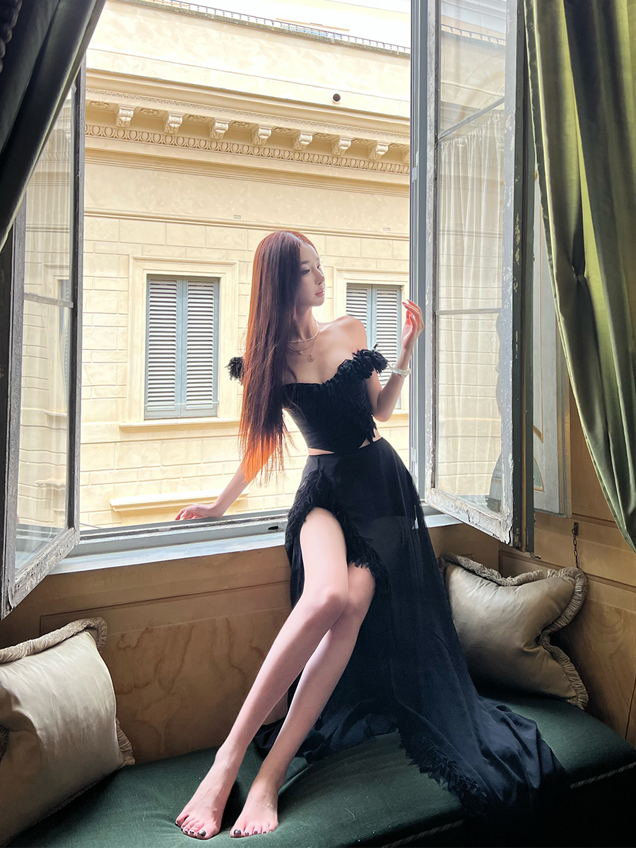 Twilight Tulle Midi Skirt for Tall Women - High Split Socialite Style Summer Fashion