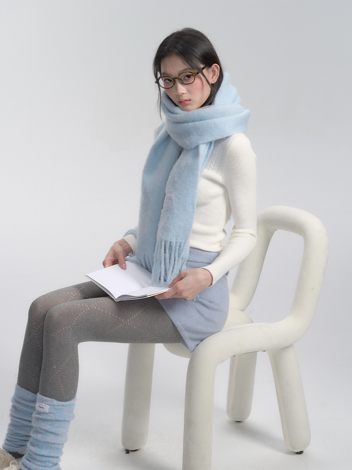 Two-Color Knitted Sock Sleeves - Soft Pile Socks for Cozy Layering - Perfect for Y2K and Korean Style Fashion