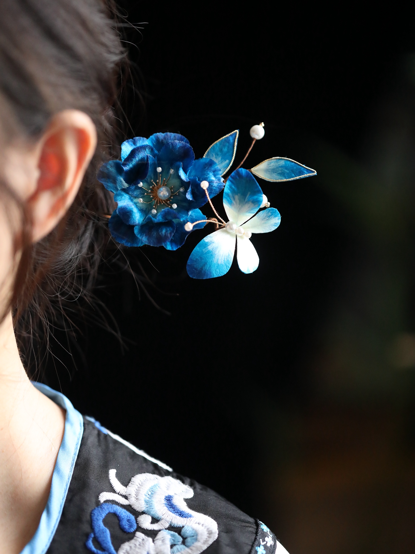 U-Shaped Velvet Flower Hairpin - Ancient Tang Style Chinese Headdress, Hanfu Accessories, Intangible Cultural Heritage, National Style