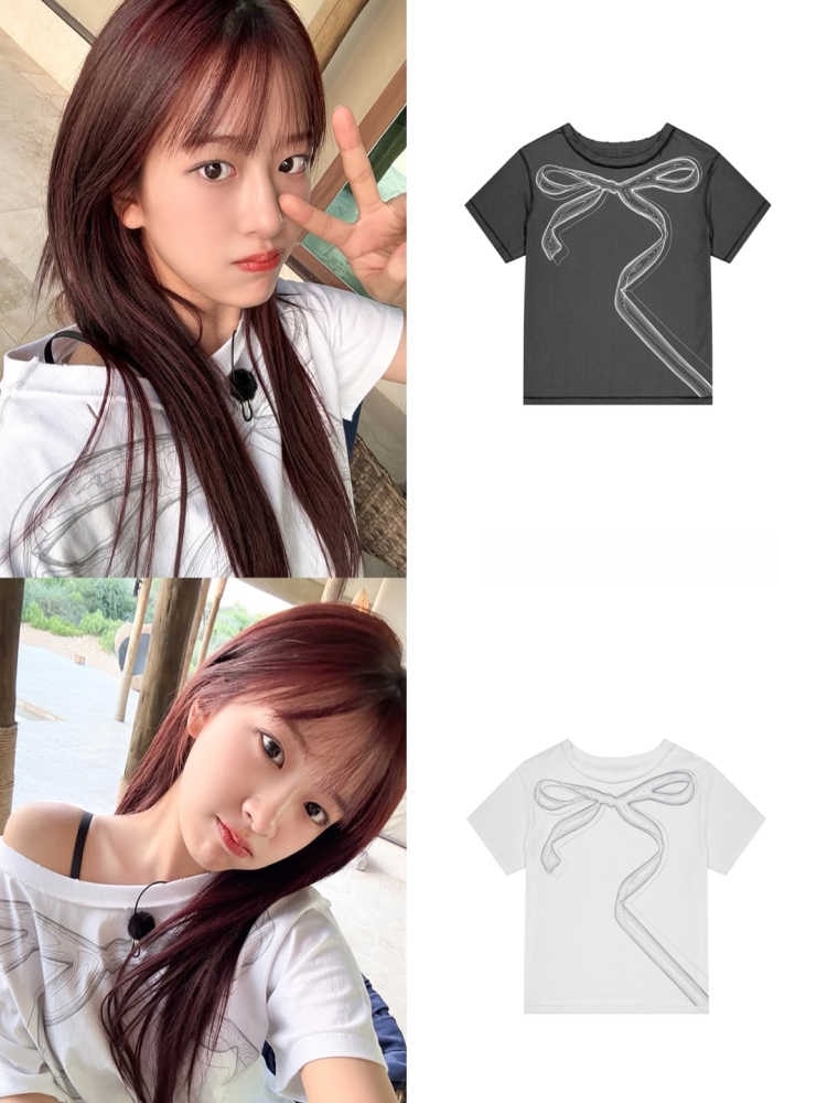 Unique Korean Style Sweet Bow Off-Shoulder Short Sleeve T-Shirt Top for Casual 90s Y2K Fashion