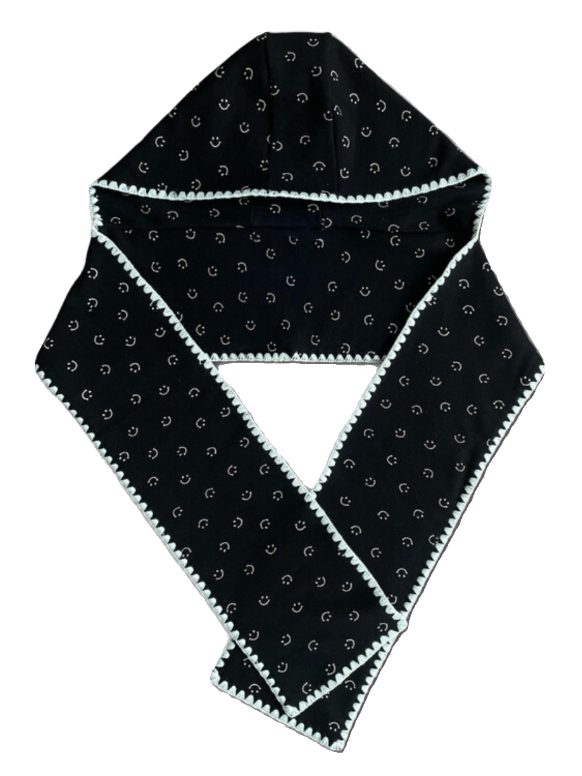 Unique Smiley Face Print Hooded Scarf - Cute Knitted Lace Neck Gaiter for Autumn Winter Fashion