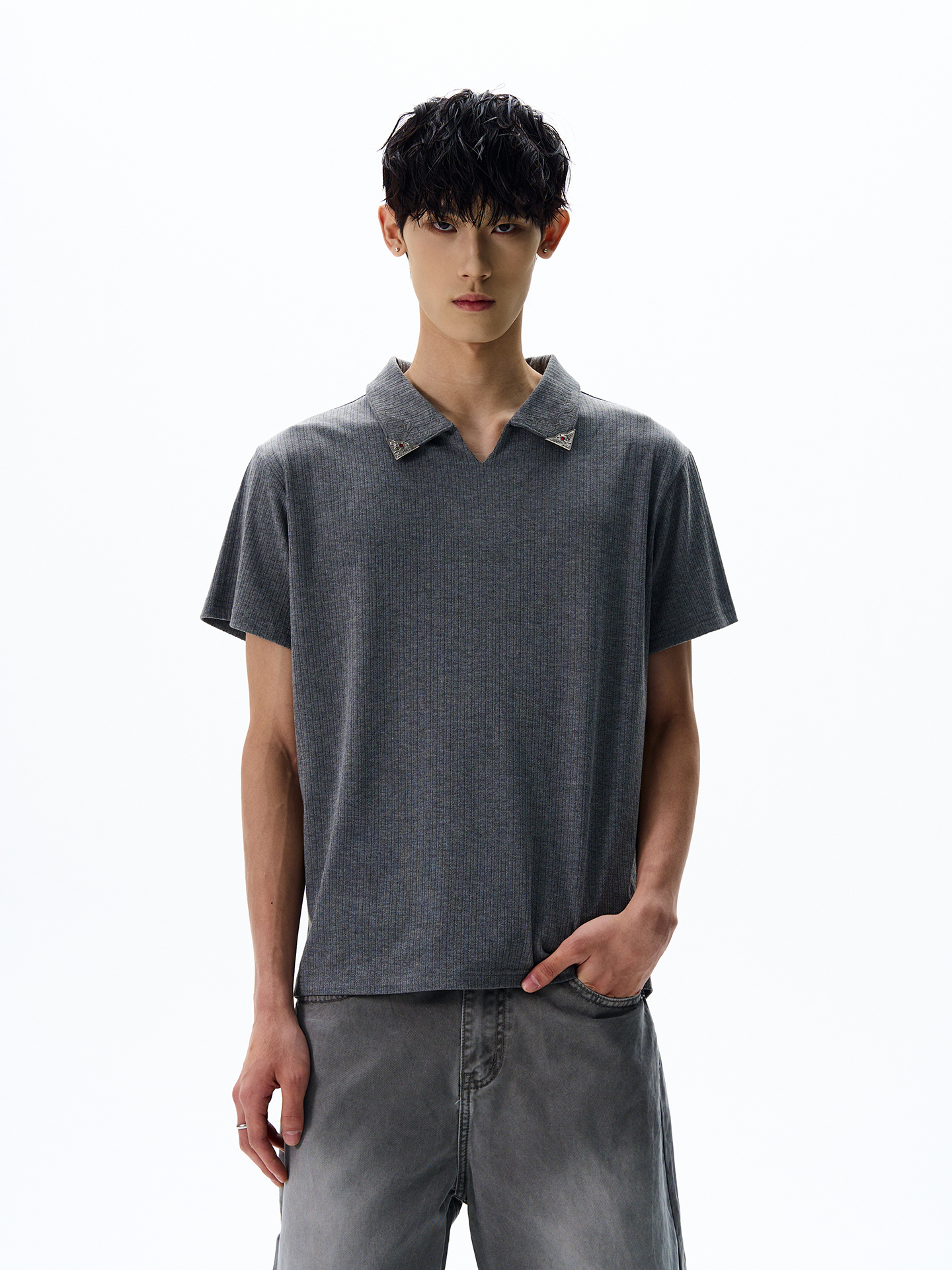 Unisex Knitted Polo Shirt - American Street Style, Short Sleeve, Loose Fit, Trendy Summer Top for Casual Wear