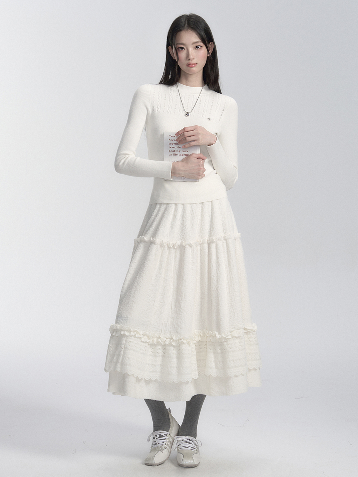 Versatile Knitted Lace Fluffy Midi Skirt - Out of Control Little Sheep Design, Y2K Style Cake Skirt
