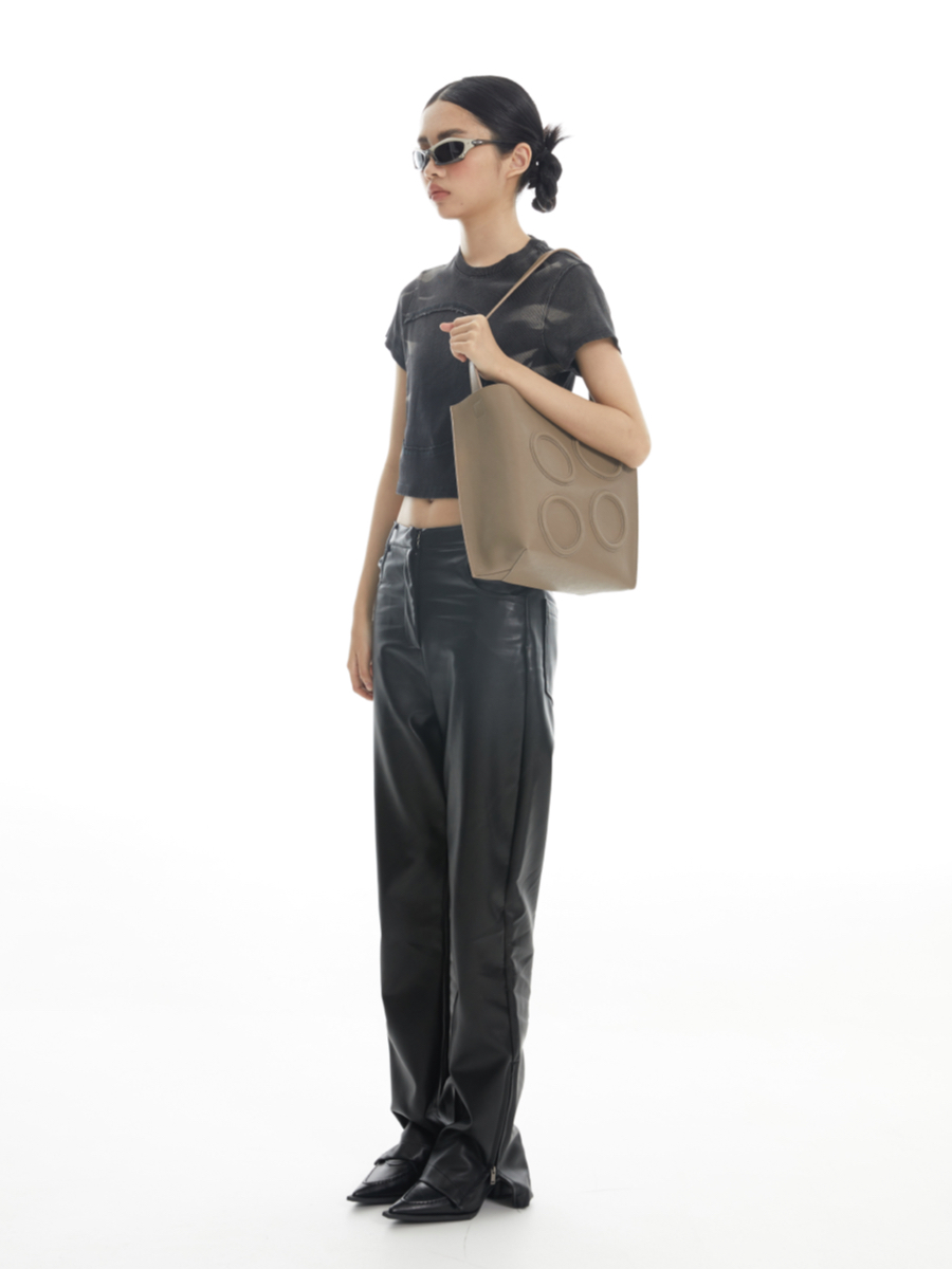Vintage Cowhide Circle Bag - Large Capacity Shoulder Tote for Retro Style Lovers