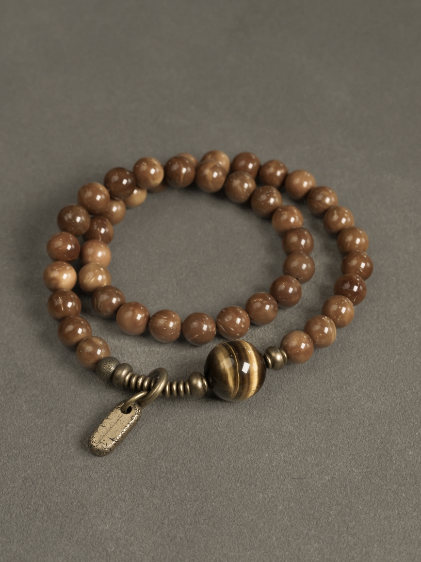 Vintage Ethnic Double Circle Cook Bead Bracelet for Women & Men, Trendy Cultural Accessories, Personalized Buddhist Bead Jewelry