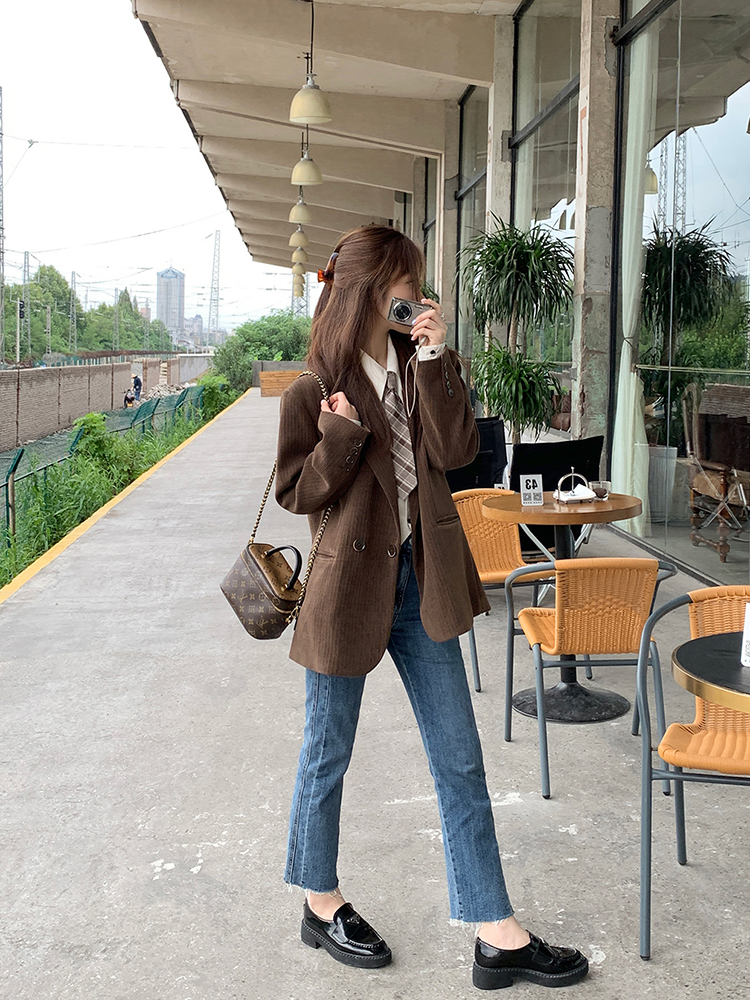 Vintage High-End Corduroy Blazer for Women - Loose-Fitting Autumn Winter Suit Jacket - French Style Fashion