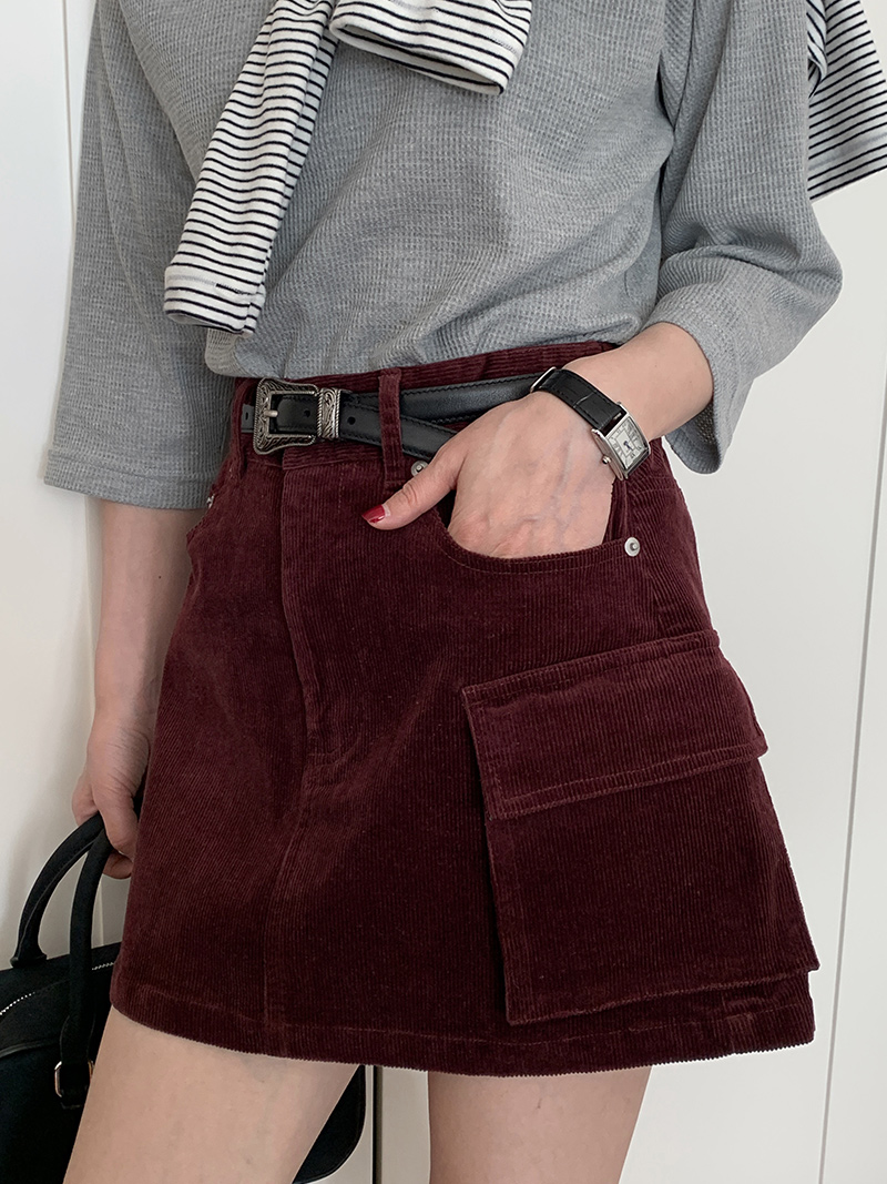 Vintage High-Waisted Midi Skirt for Women - A-Line Corduroy Spring/Summer 2025 Fashion Essential