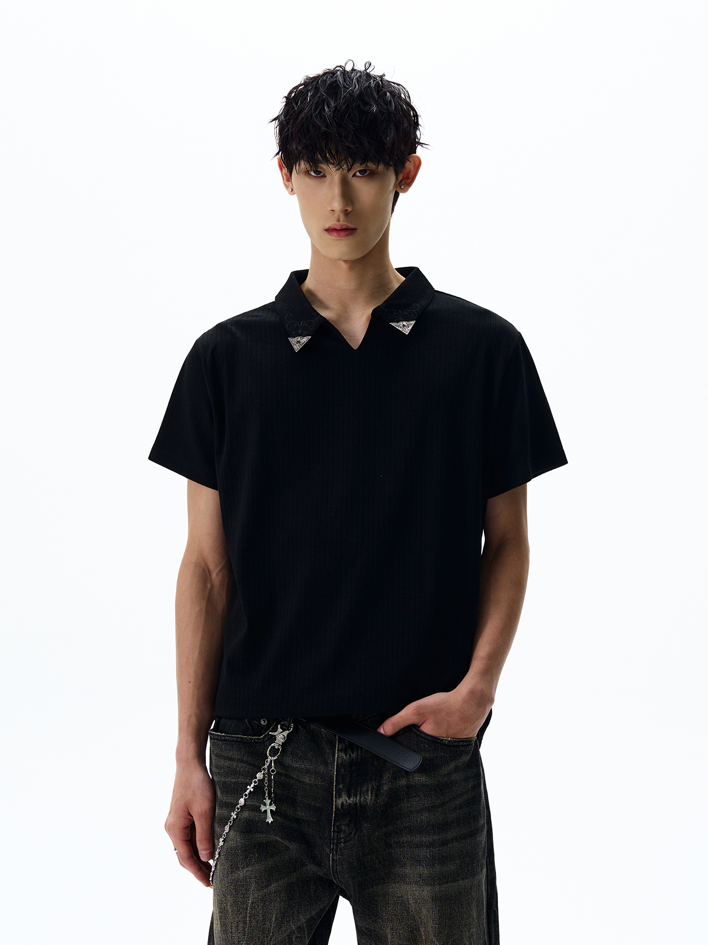 Vintage-Inspired Clean Fit Knitted Polo Shirt - Short Sleeve Boxy Fit for Effortless Style