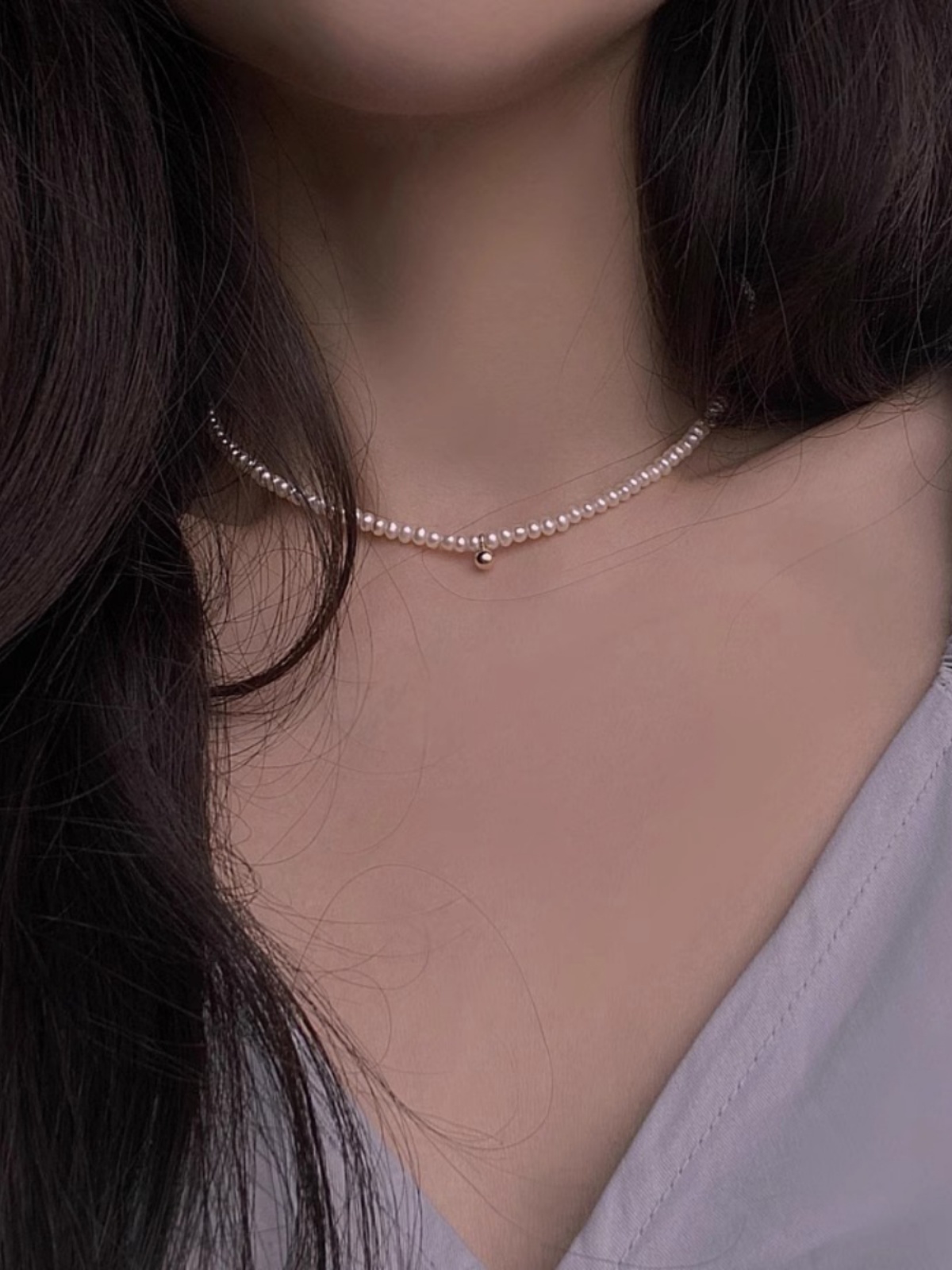 Vintage Layered Pearl Choker Necklace for Women - S925 Sterling Silver Trendy Chain Jewelry